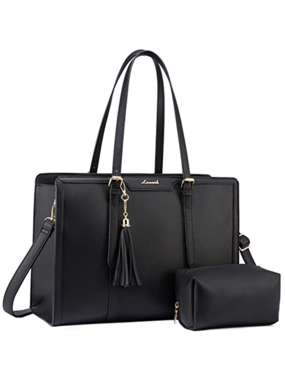 LOVEVOOK Laptop Bag for Women 15.6 Inch Waterproof PU Leather Tote with Clutch